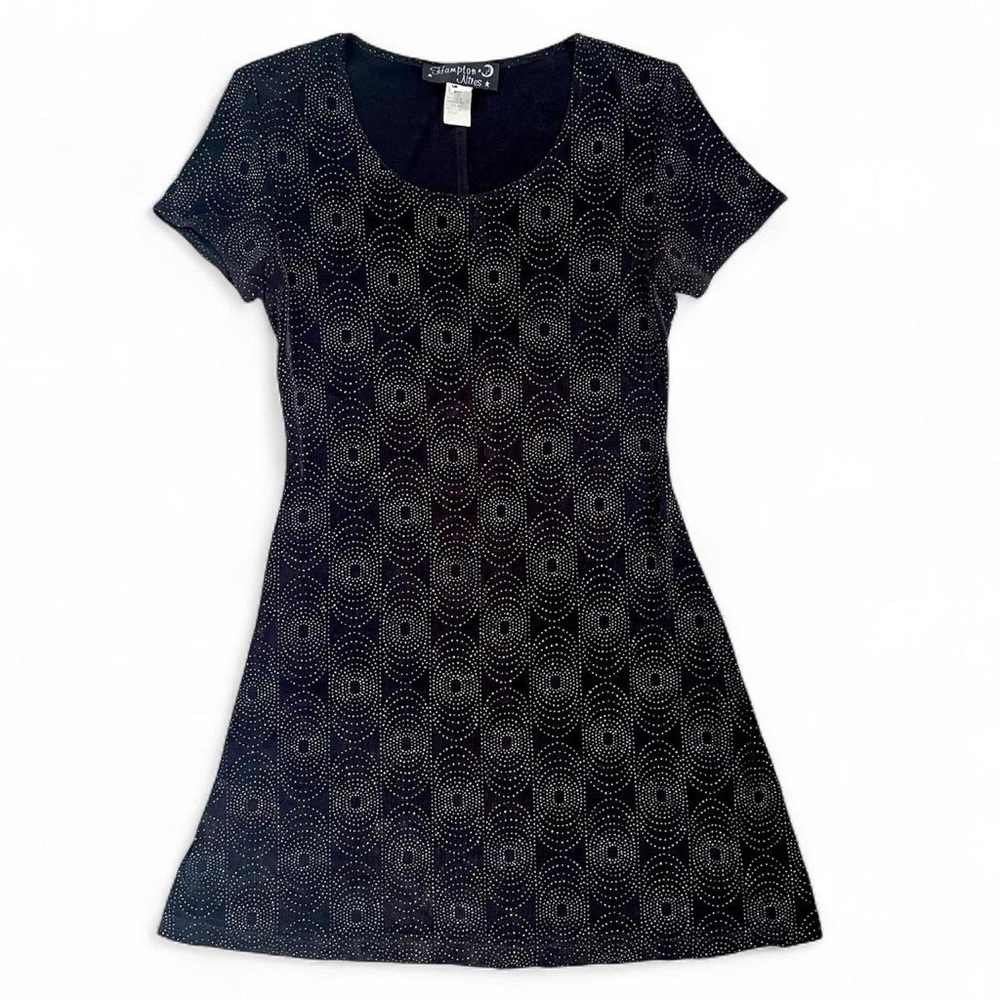 90s Vintage Black Sparkly Mini Dress